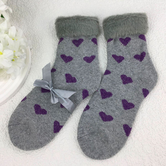 Weelis Wool Blend Hearts Print  Socks - Choice of colours