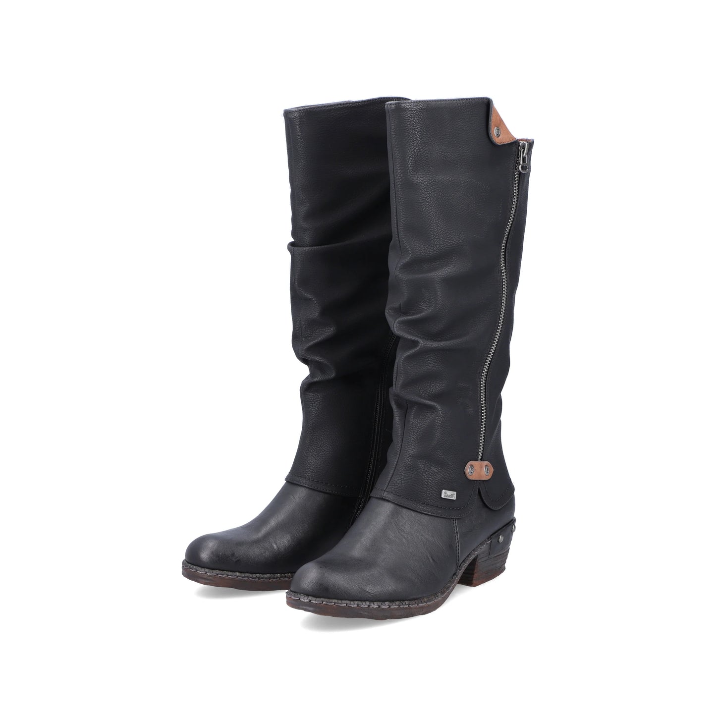 Rieker Ladies Tall Zip Boots 93655 - Black