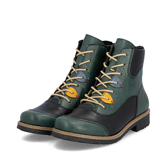 Rieker Zip & Lace Boots 73510 - Green
