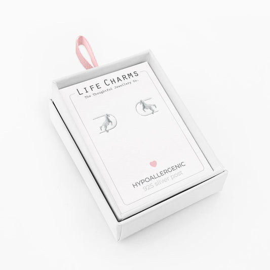 Life Charms Horse Silver Stud Earrings