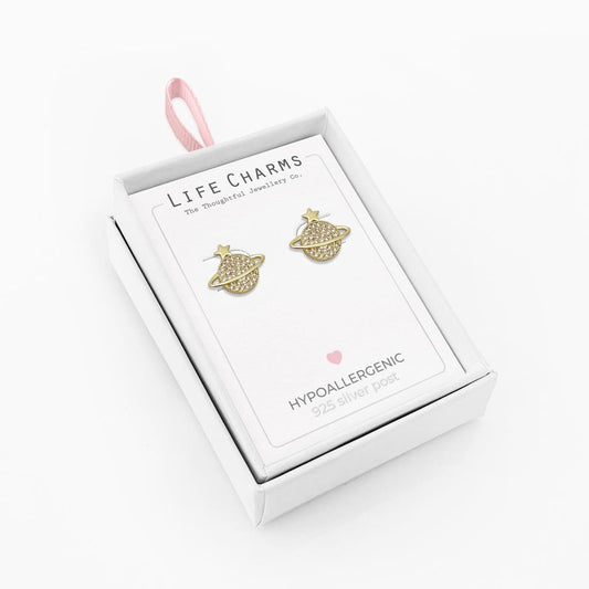 Life Charms Orbed Shaped Gold Earrings