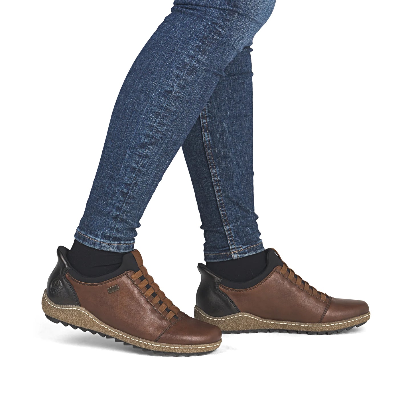 Rieker Tex L7562 Leather Elasticated Ready2Go Shoes - Brown