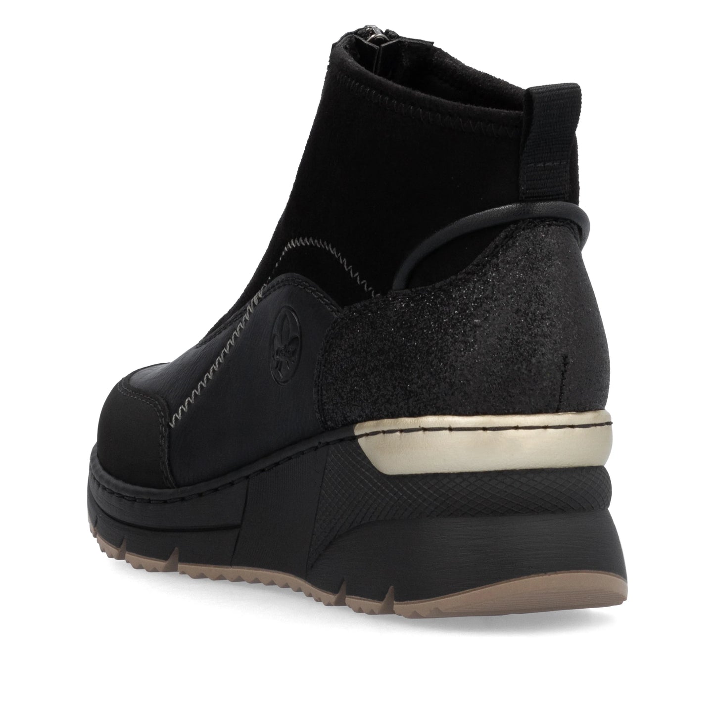 Rieker Ladies Wide Fitting Front Zip Boots N6361 - Black