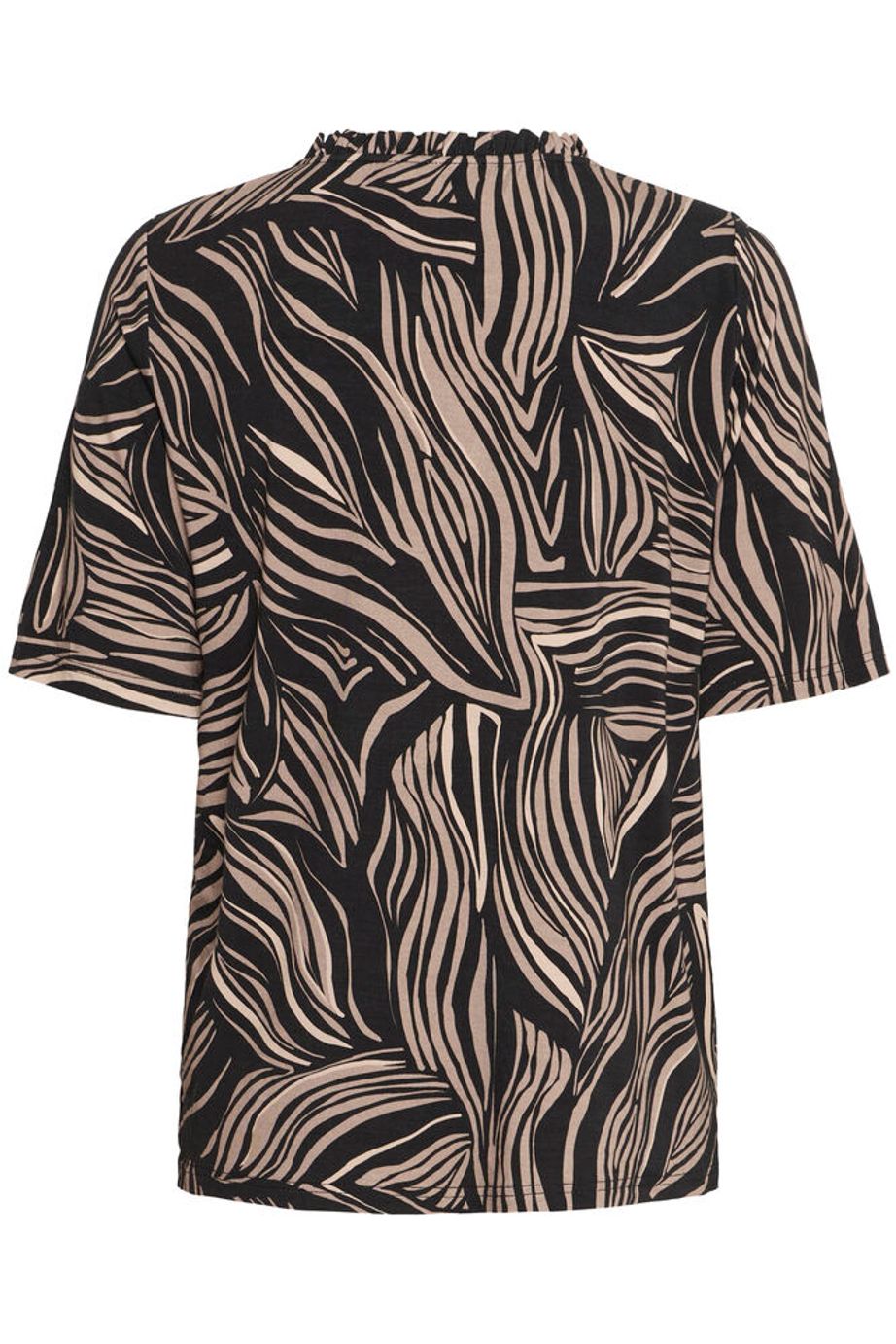 Fransa Flora Tee Short Sleeve Top - Black Mix