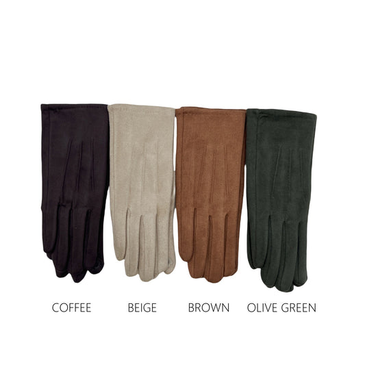 Faux-Suede Plain Gloves - Choice of Colours