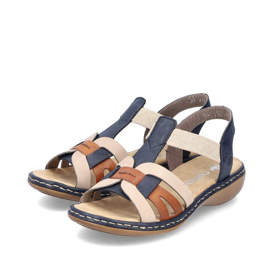 Rieker Navy/ Beige Mix Sandals 65918