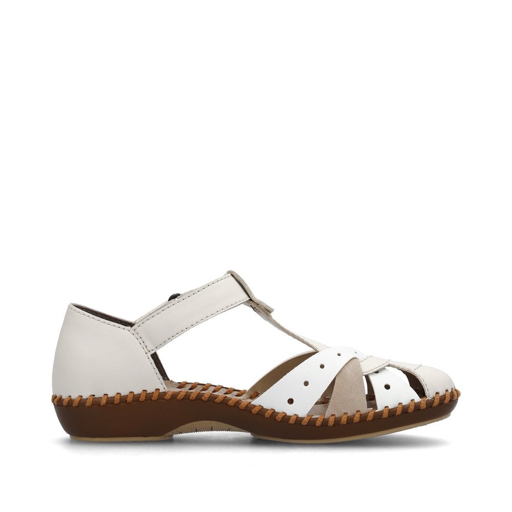 Rieker Leather Cut Out Shoes M1655 - Beige