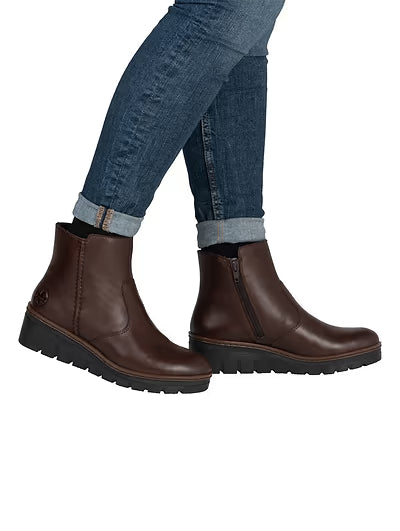 Rieker Zip Wedge Boots for  X9165 - Brown
