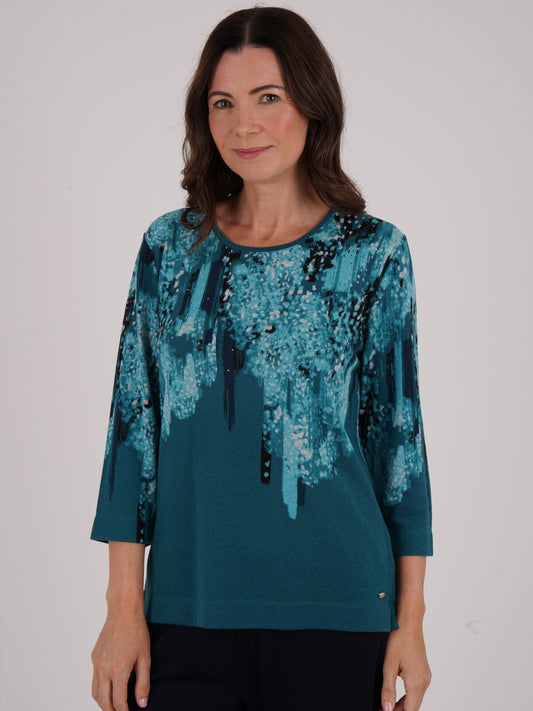 Tigi Splash Border Print Top - Everglade