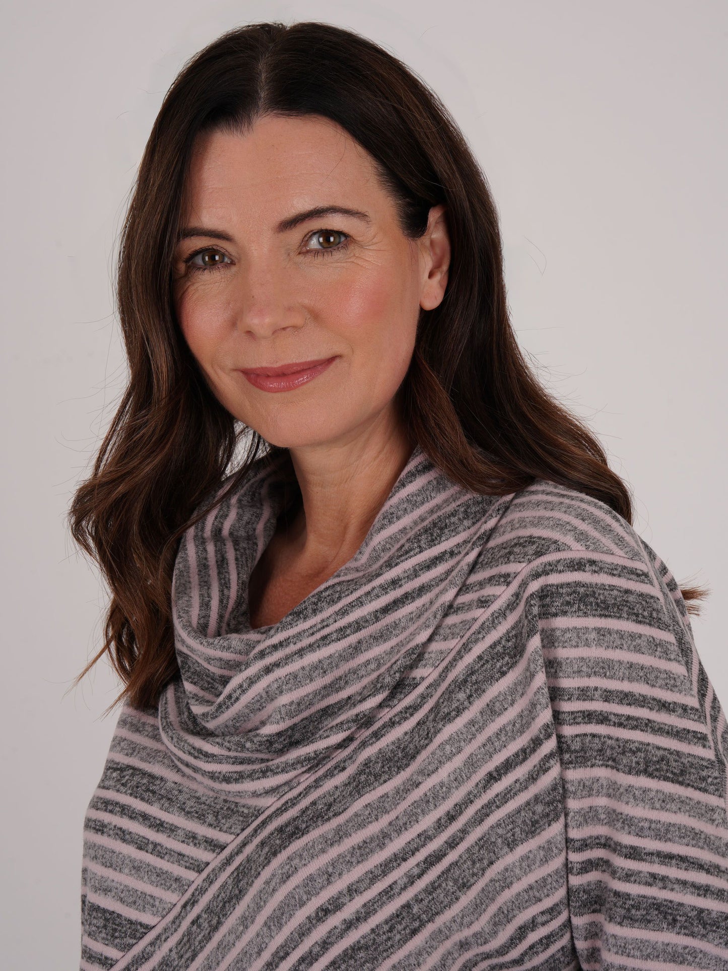 TIGI Stripe Panel Cut Cowl Neck Top - Rose