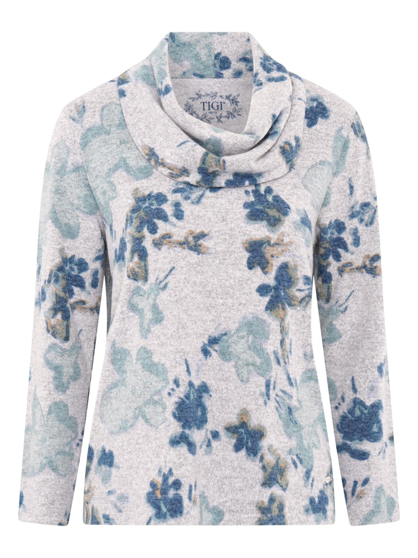 Tigi Fade Floral Cowl Neck Top - Ash Grey
