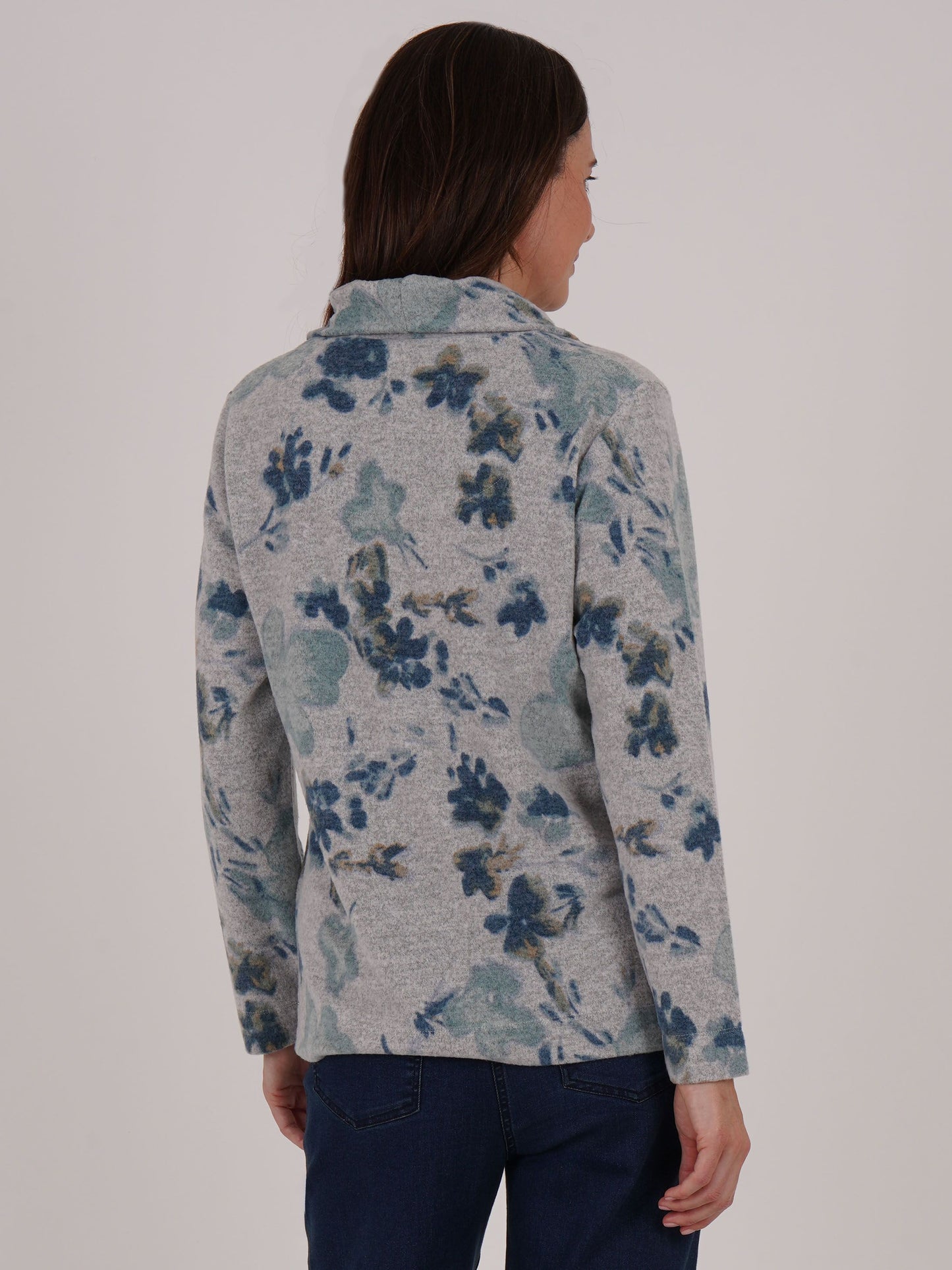 Tigi Fade Floral Cowl Neck Top - Ash Grey