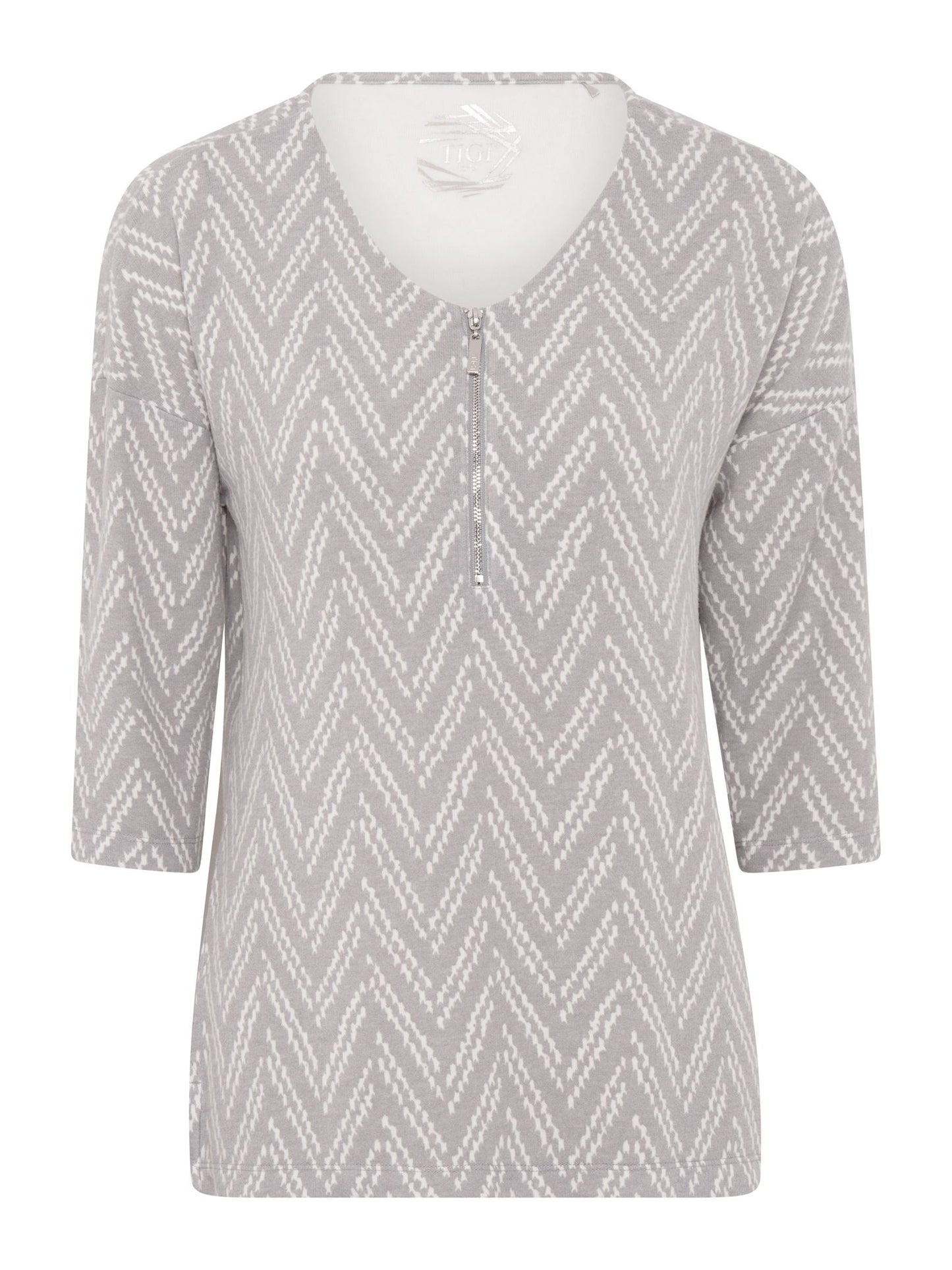 TIGI Chevron Zip Front Top - Putty Grey
