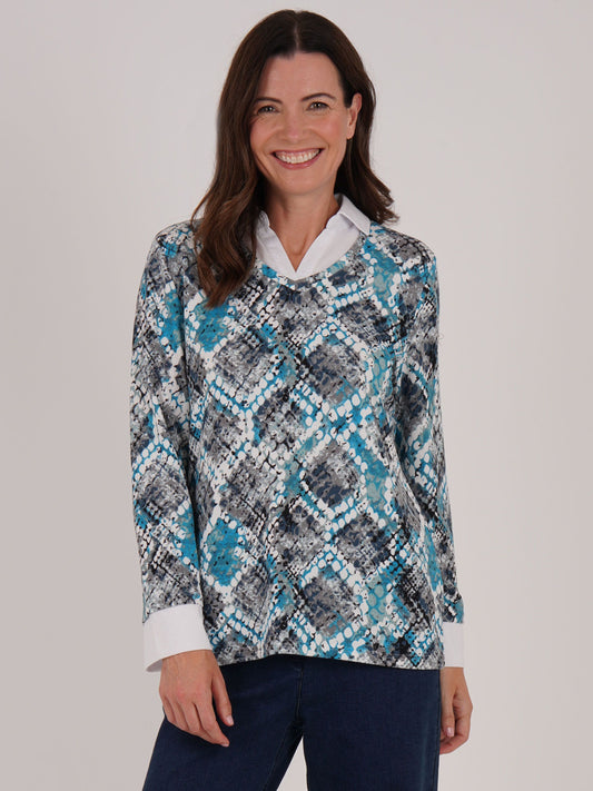 Tigi Mosaic Print 2 in 1 Shirt Top - Mint