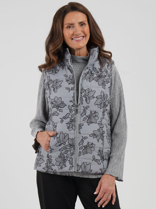 Tigi Floral Printed Gilet - Putty