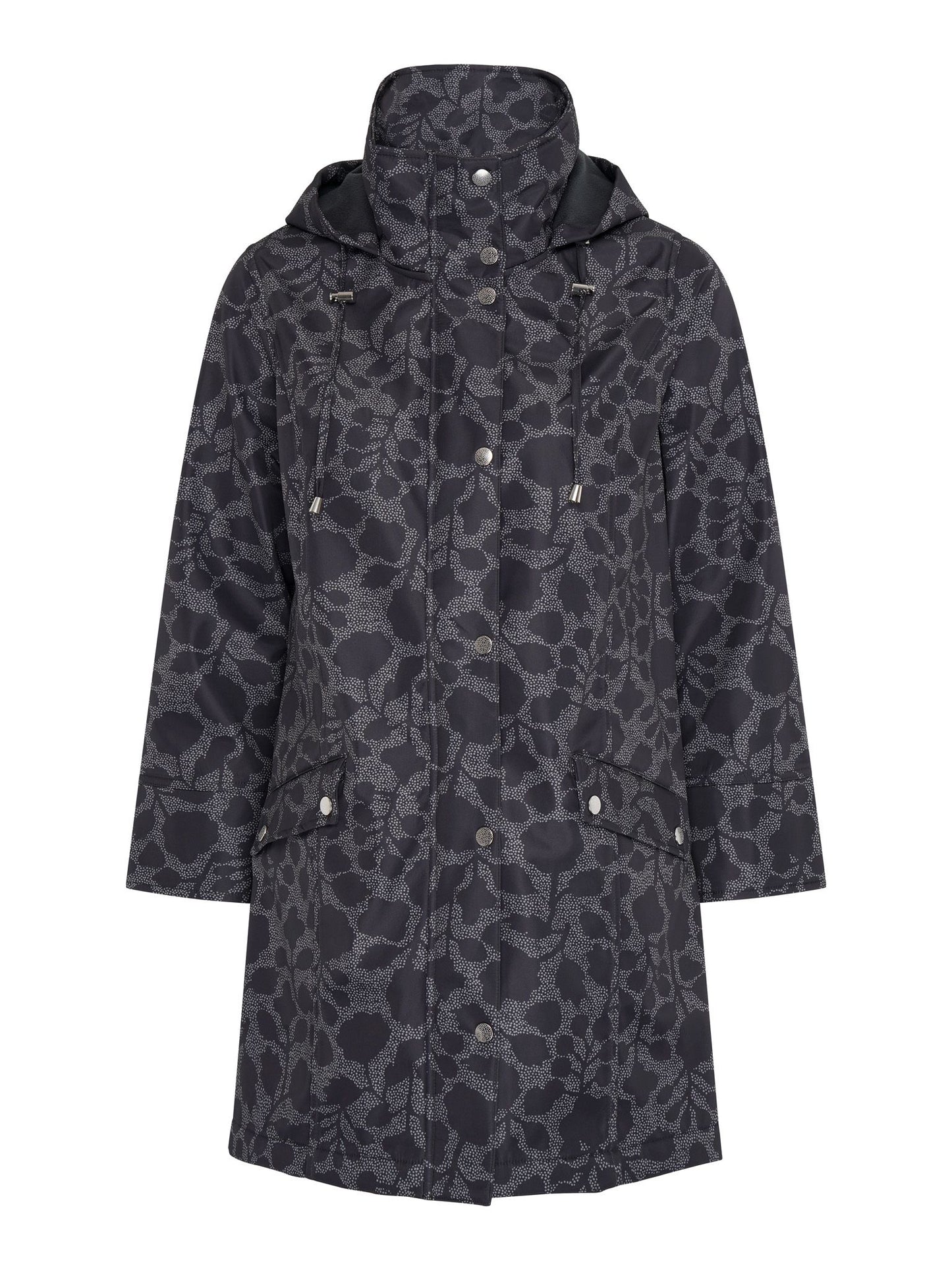 TIGI Floral Print Coat - Charcoal Grey
