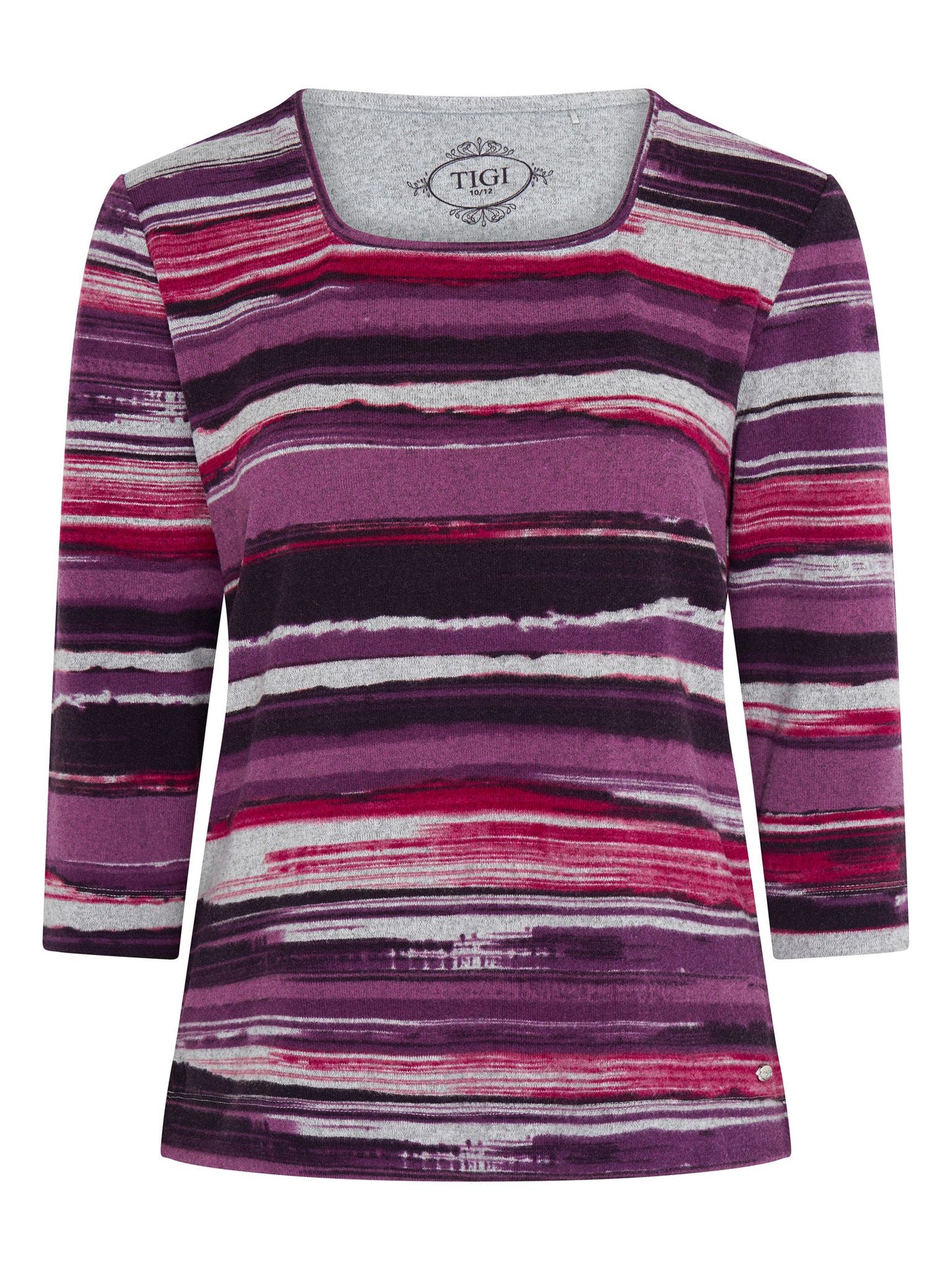 Tigi Painted Stripe Soft Square Neck Top - Hibiscus