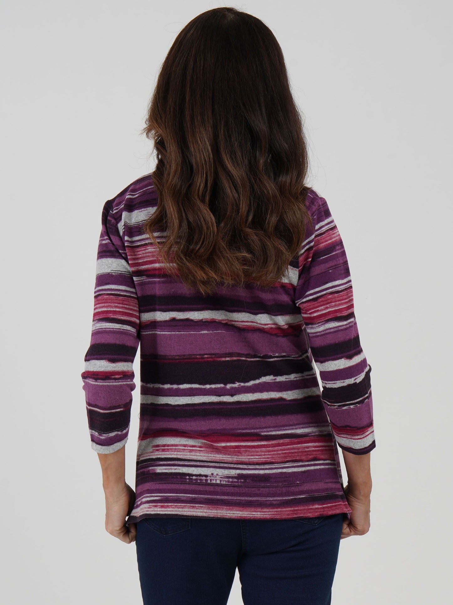 Tigi Painted Stripe Soft Square Neck Top - Hibiscus