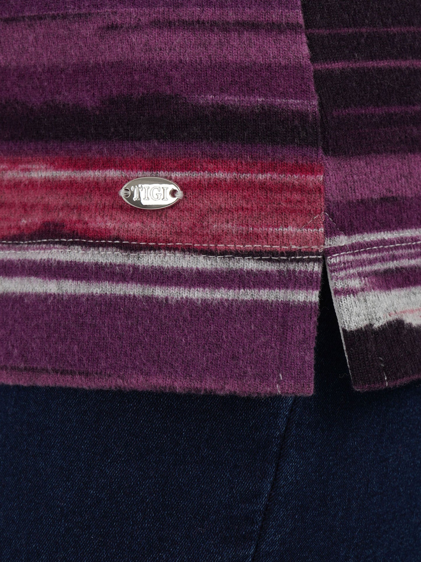 Tigi Painted Stripe Soft Square Neck Top - Hibiscus