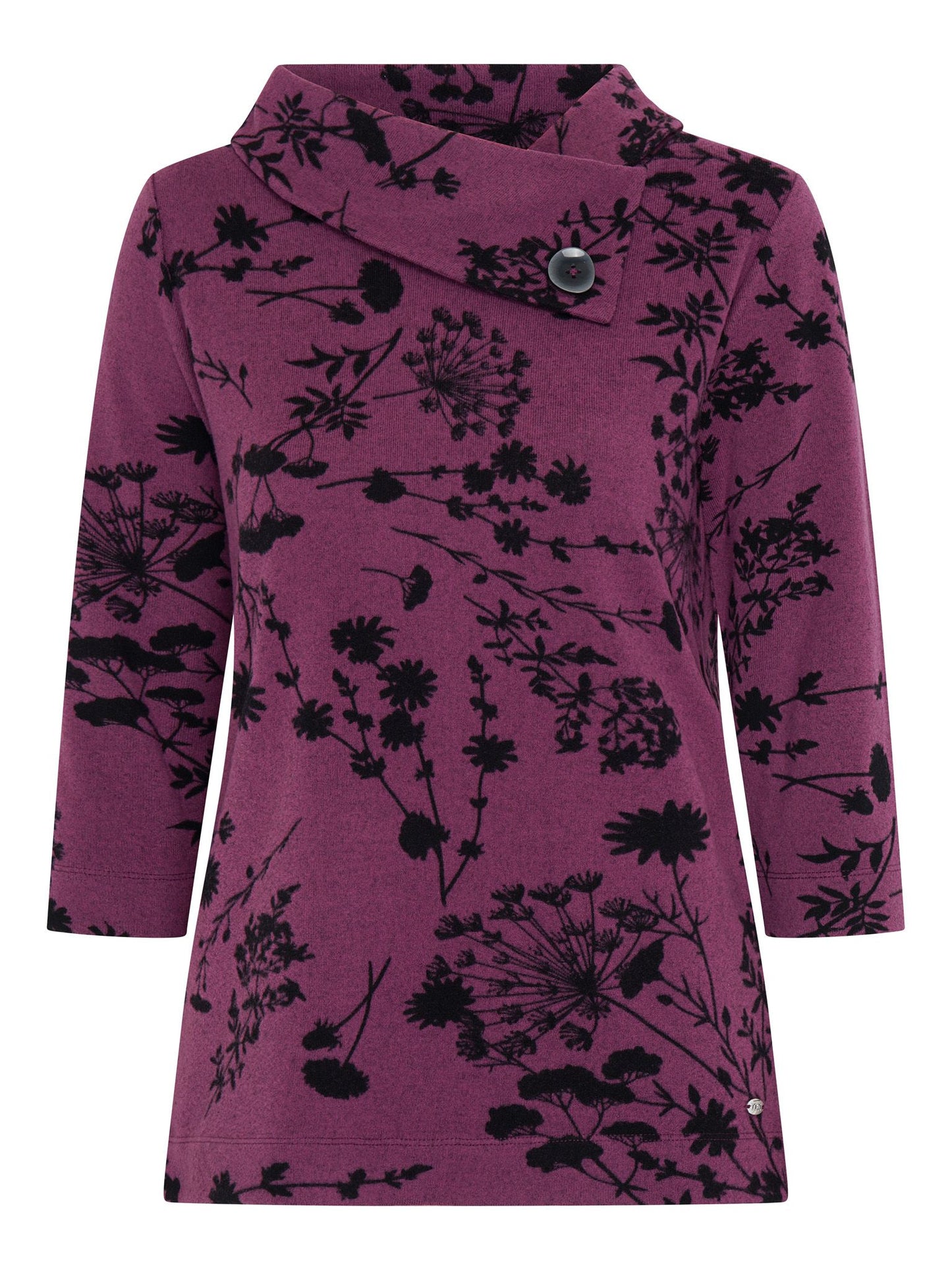 Tigi Floral Split Cowl Neck Top - Hibiscus