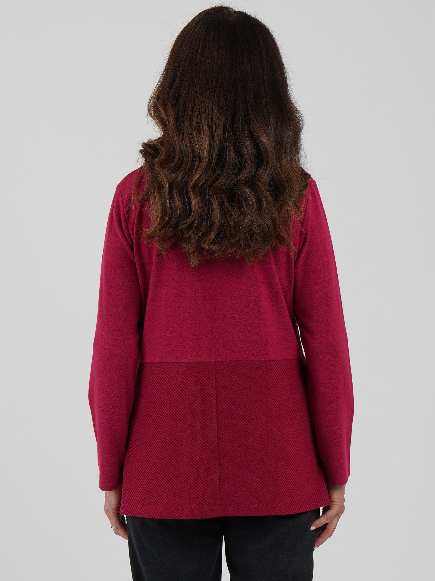 TIGI Ribbed Mock Cardi Tunic - Berry