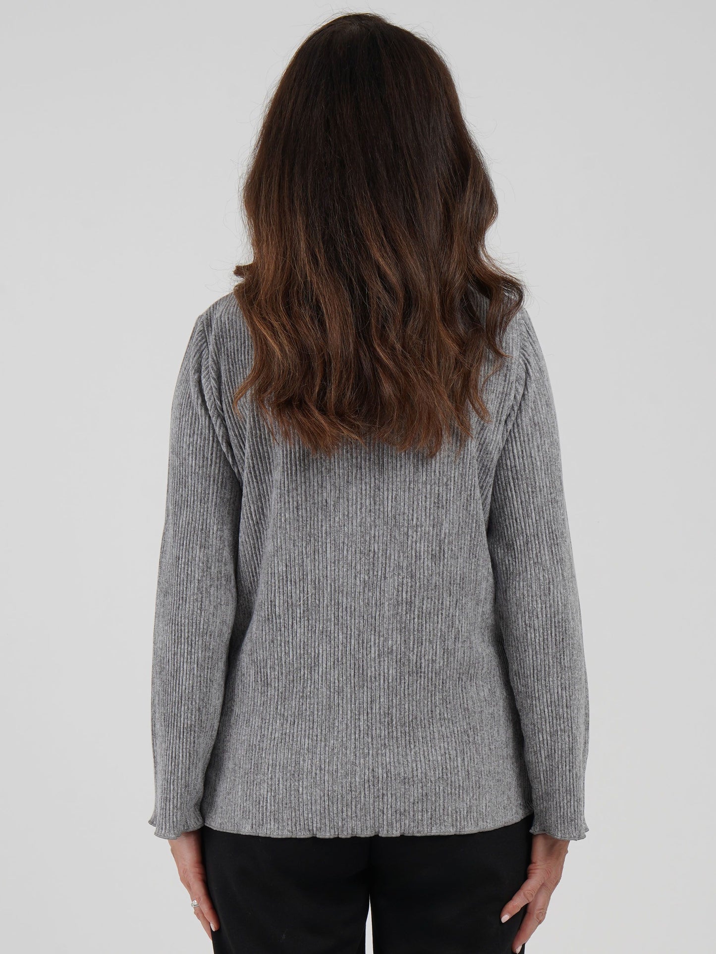 TIGI Roll Neck Pleated Top - Grey