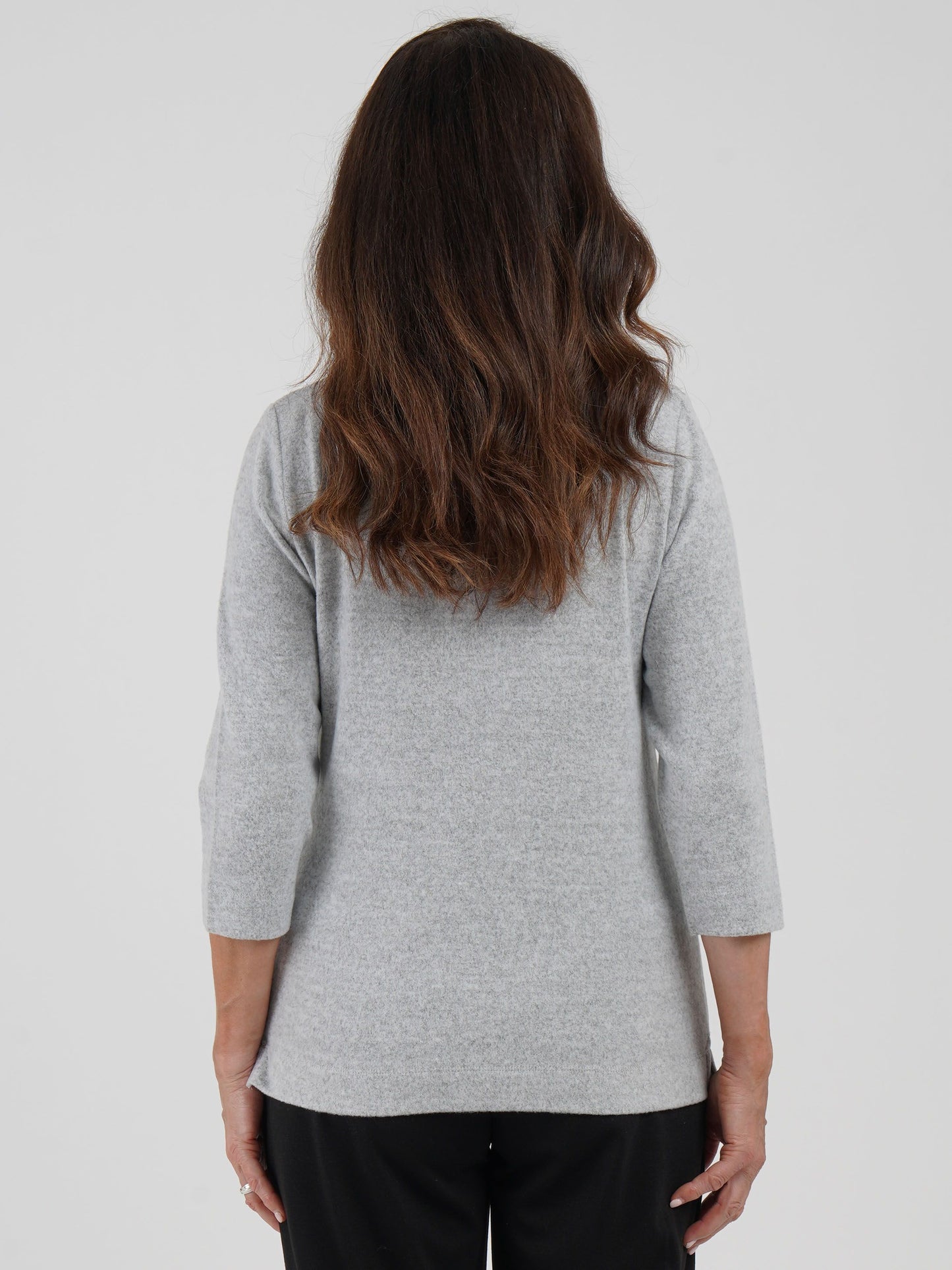 Tigi Lily Graphic Cowl Neck Top - Ash grey