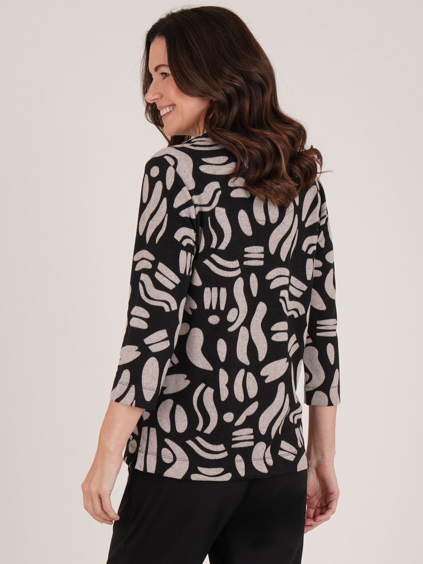 TIGI All Over Print Cowl Neck Top - Stone