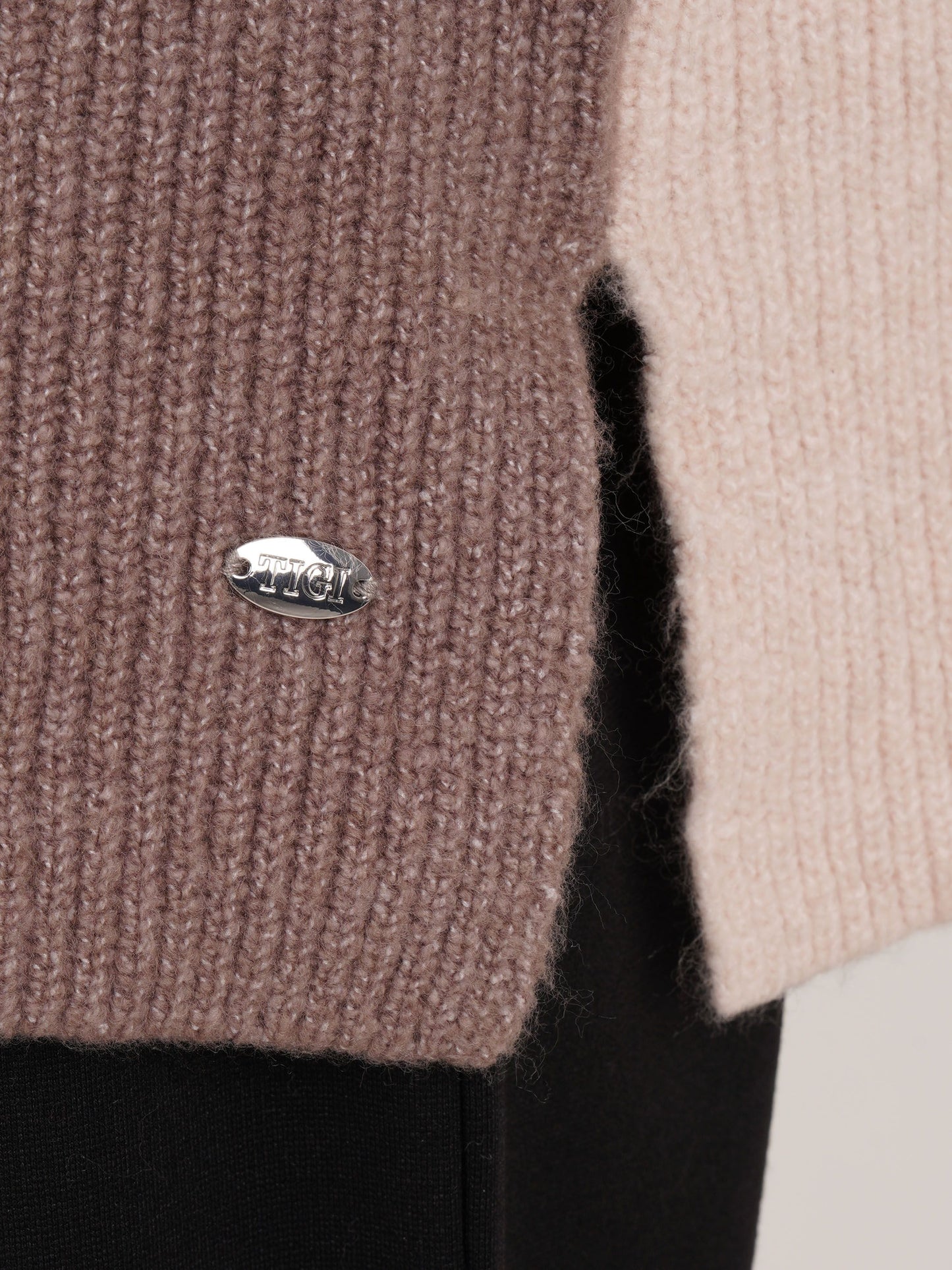 TIGI Colour Block Knitted Jumper - Stone