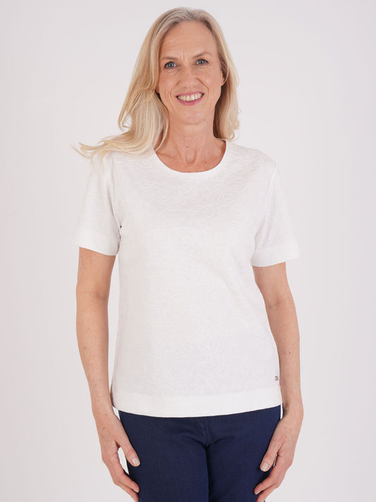 TIGI Cotton Blend Embroidery T-Shirt - White