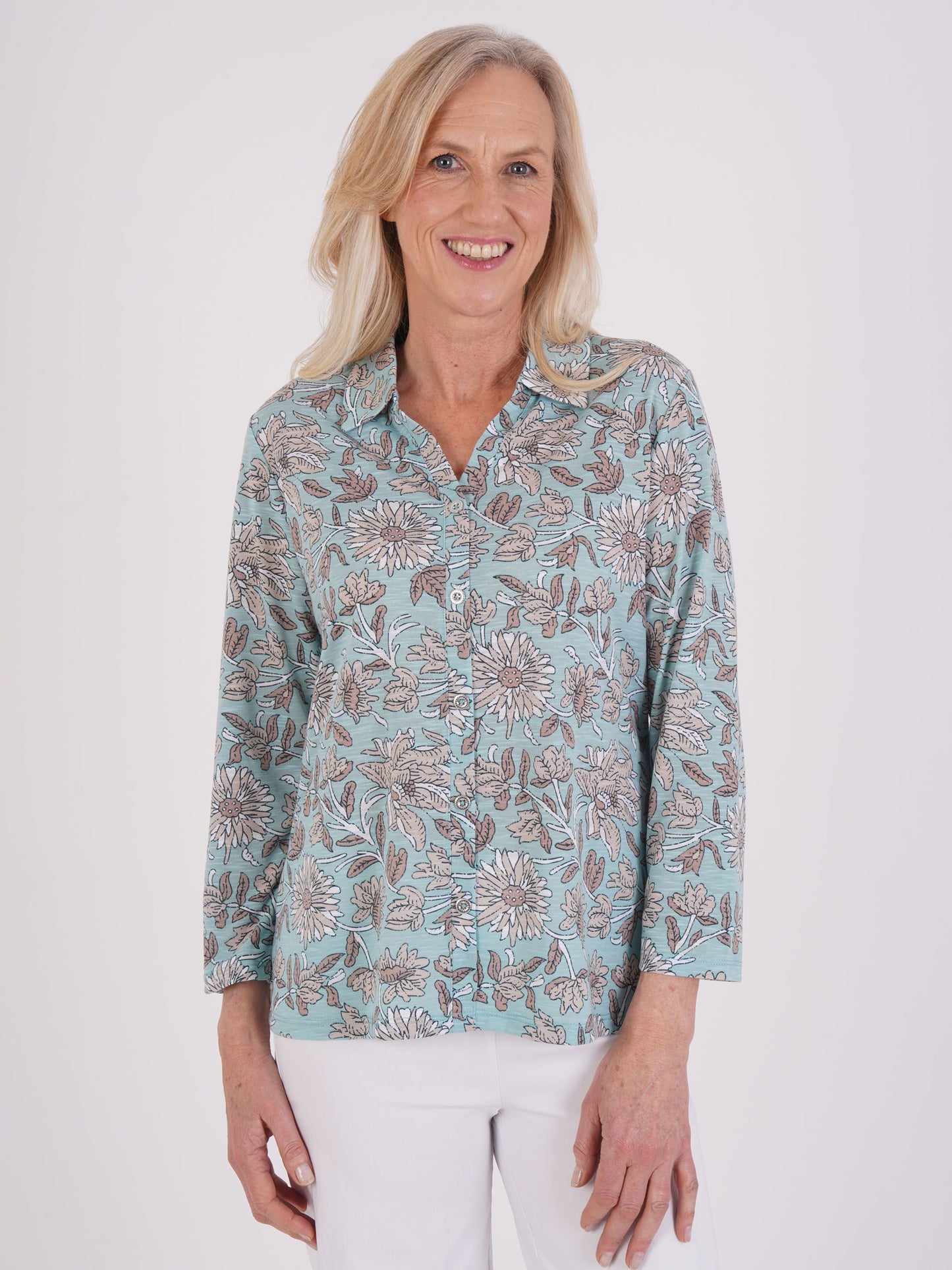 TIGI Persian Floral Print Shirt - Mint