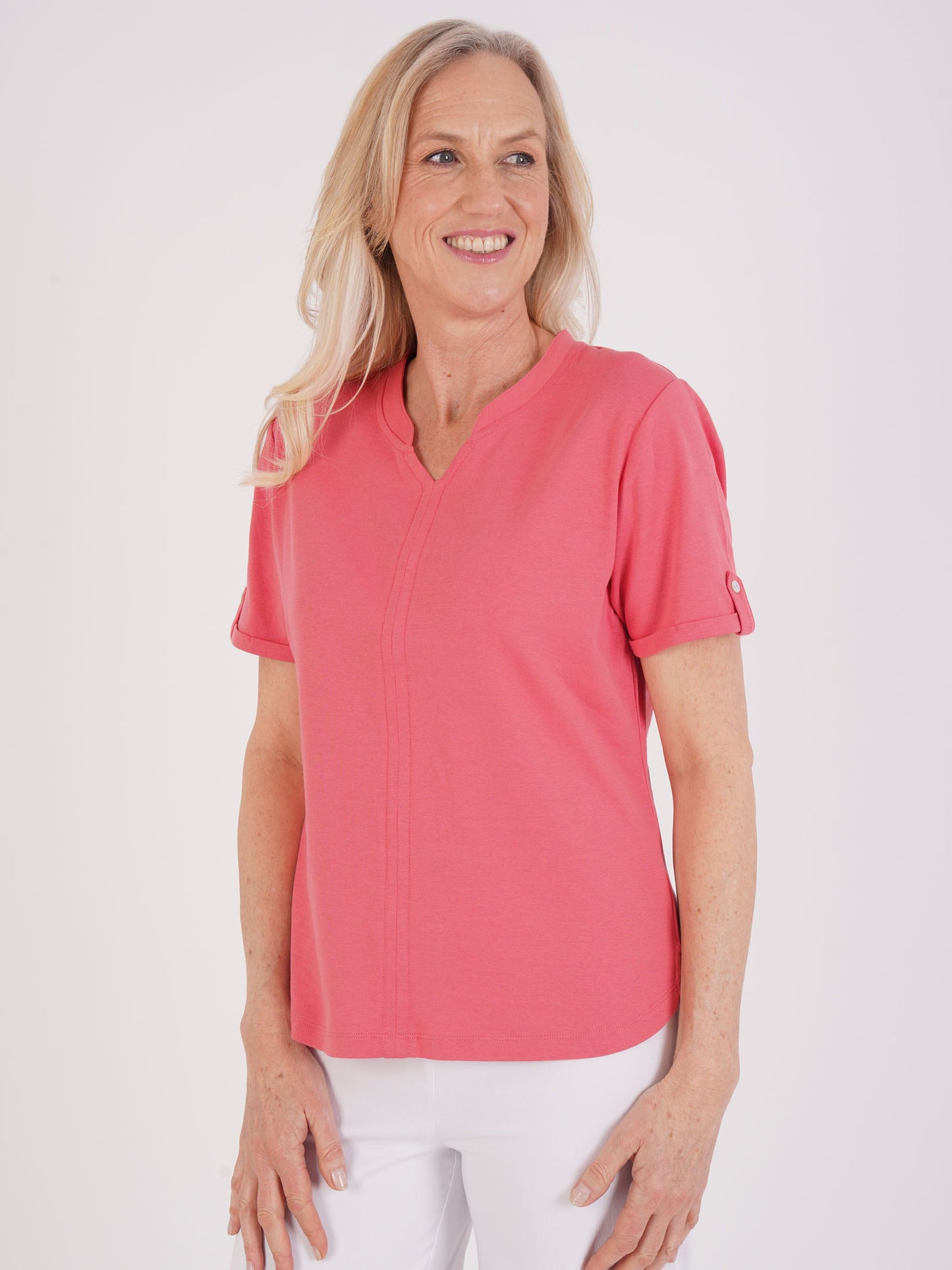 TIGI Notch Neck Top - Pomegranate