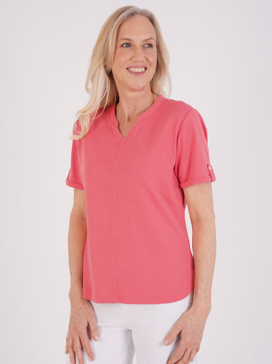 TIGI Notch Neck Top - Pomegranate