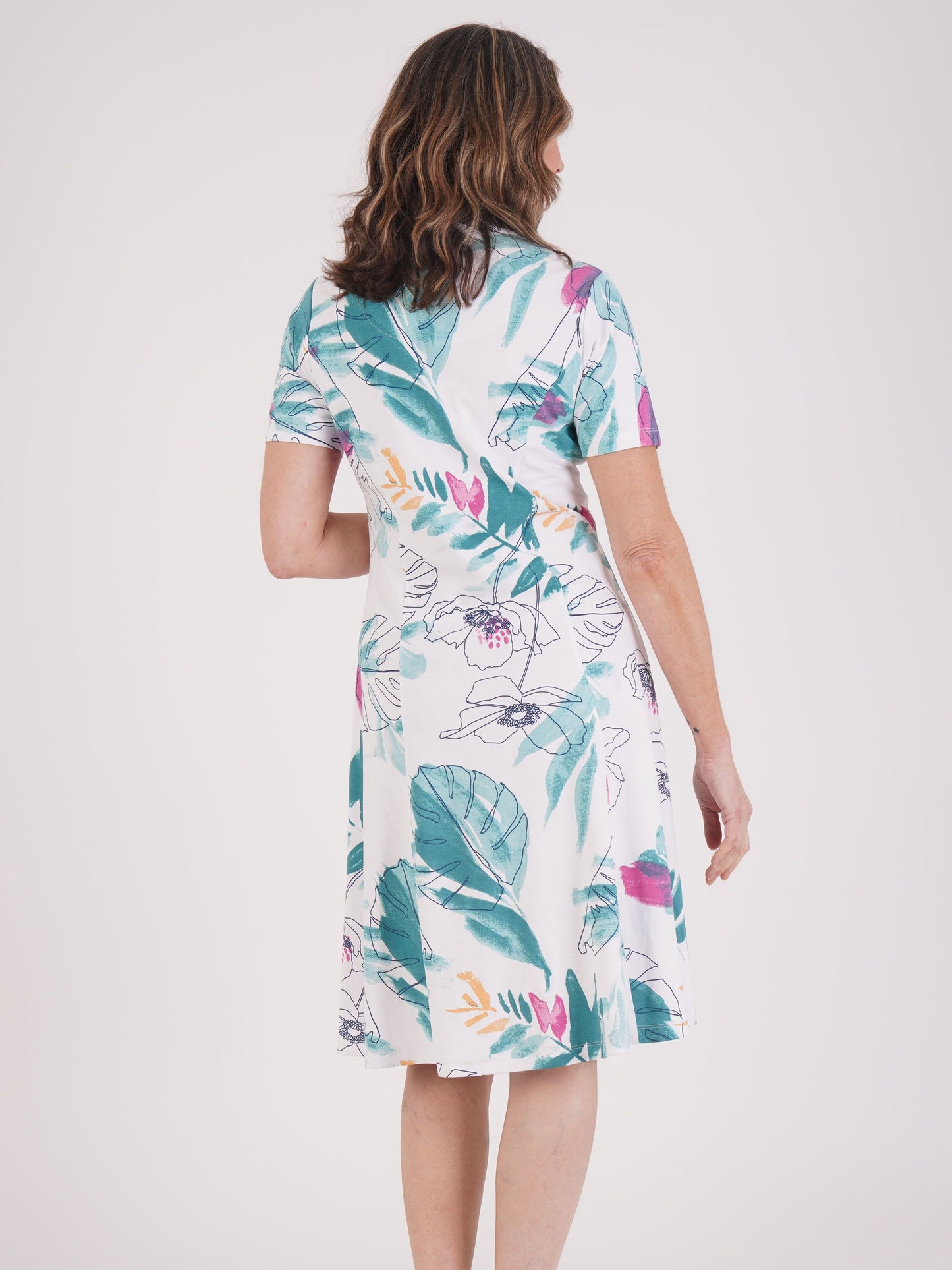 TIGI Palm Print Dress - White