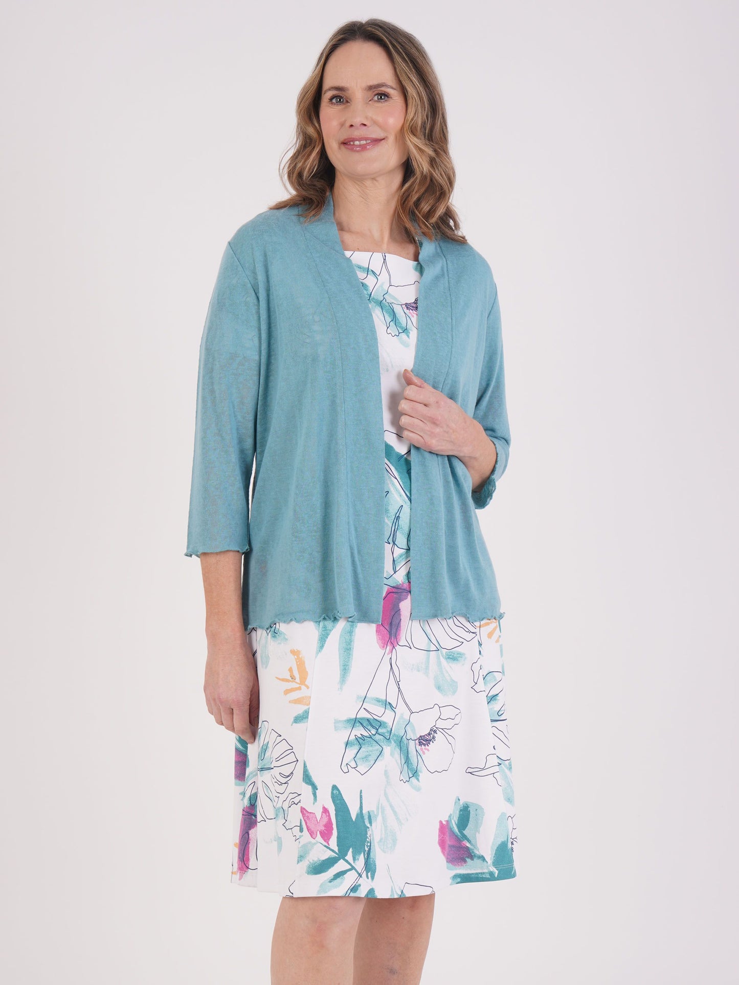 TIGI Palm Print Dress - White