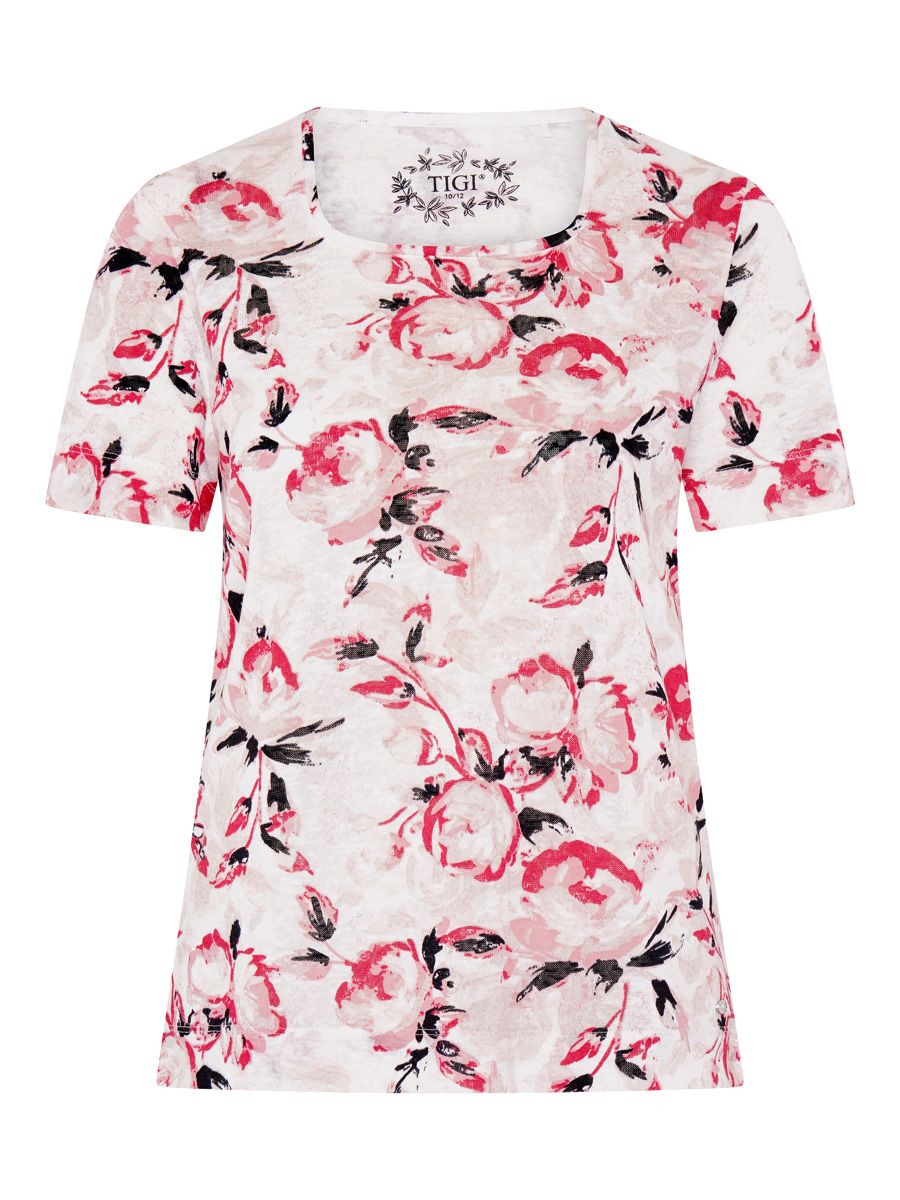 TIGI Rose Bloom Printed Top - Rose Pink