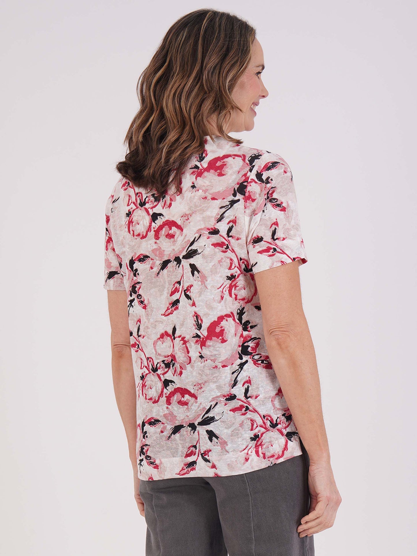 TIGI Rose Bloom Printed Top - Rose Pink