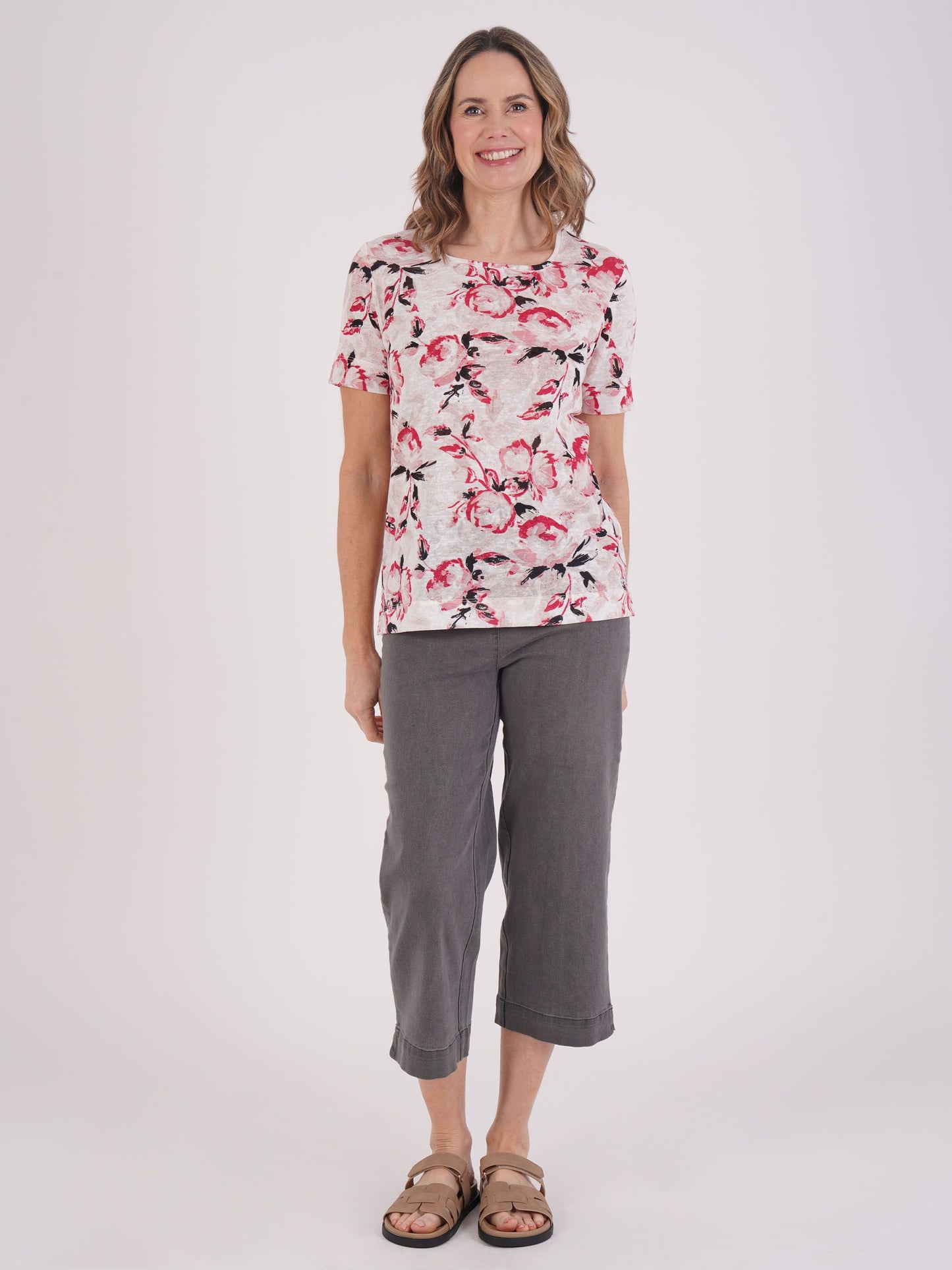 TIGI Rose Bloom Printed Top - Rose Pink