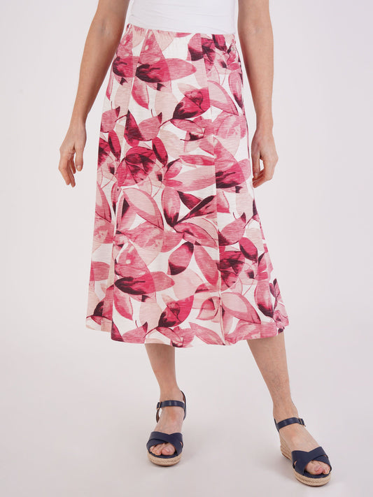 TIGI Summer Scattered Leaf Print Skirt - Short or Regular Length