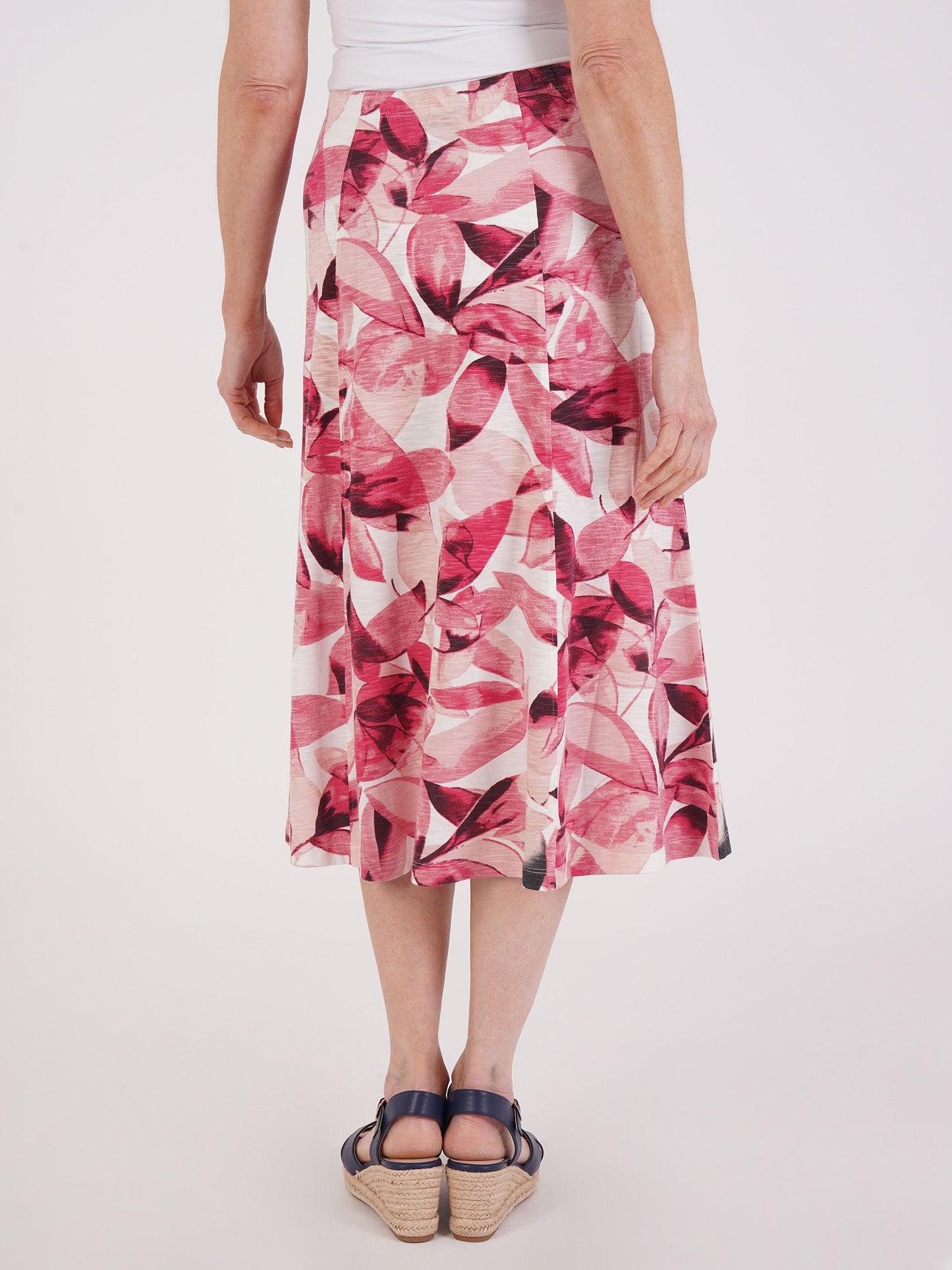 TIGI Summer Scattered Leaf Print Skirt - Short or Regular Length