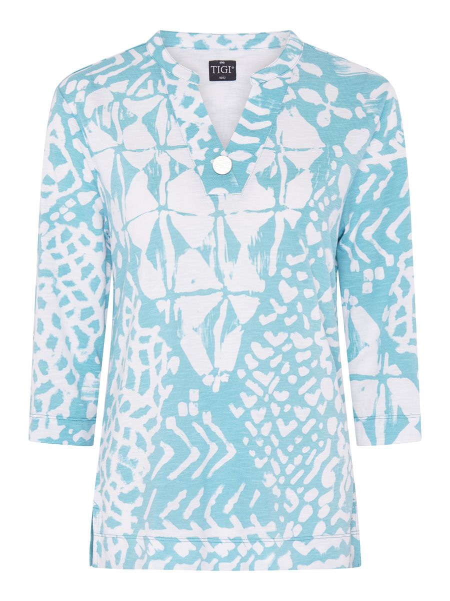 TIGI Aztec Print Top - Light Turquoise