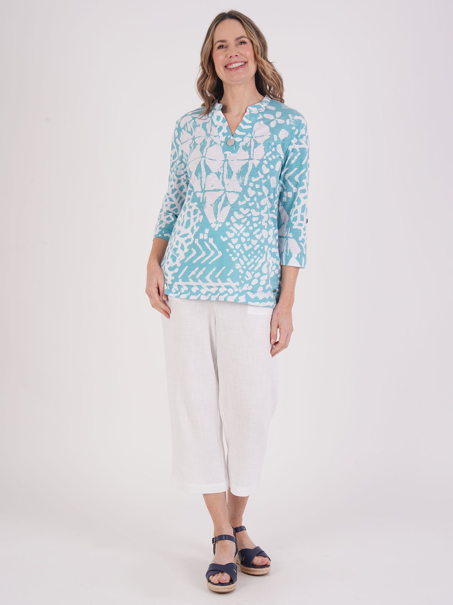 TIGI Aztec Print Top - Light Turquoise