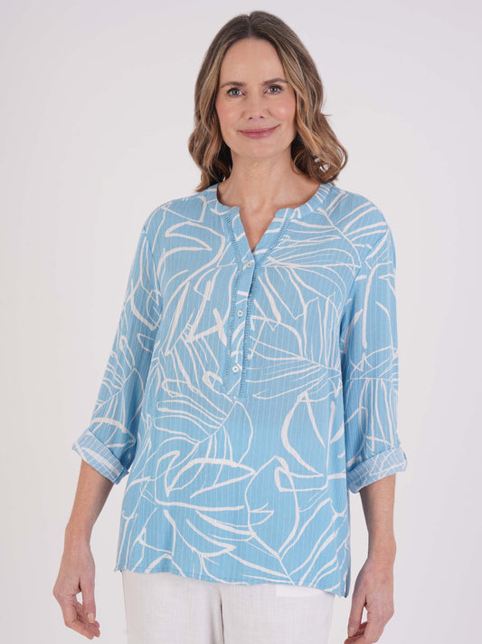 Tigi Linear Palm Textured Viscose Top -