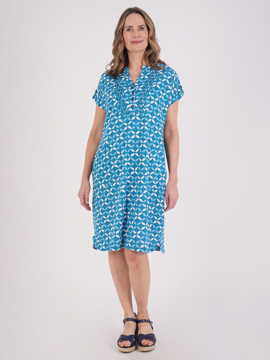 TIGI Mosaic Print Dress - Wedgewood Blue