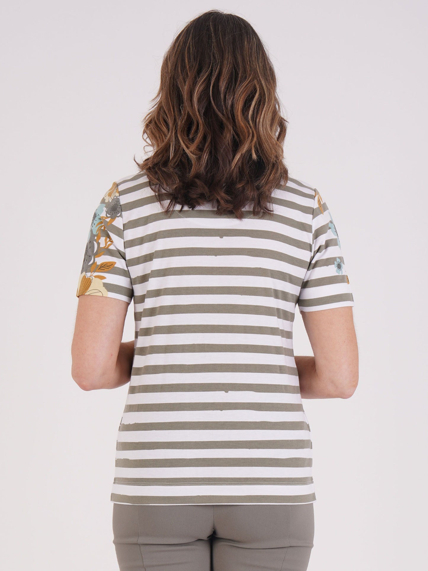 TIGI Stripe & Floral Blend Print Top