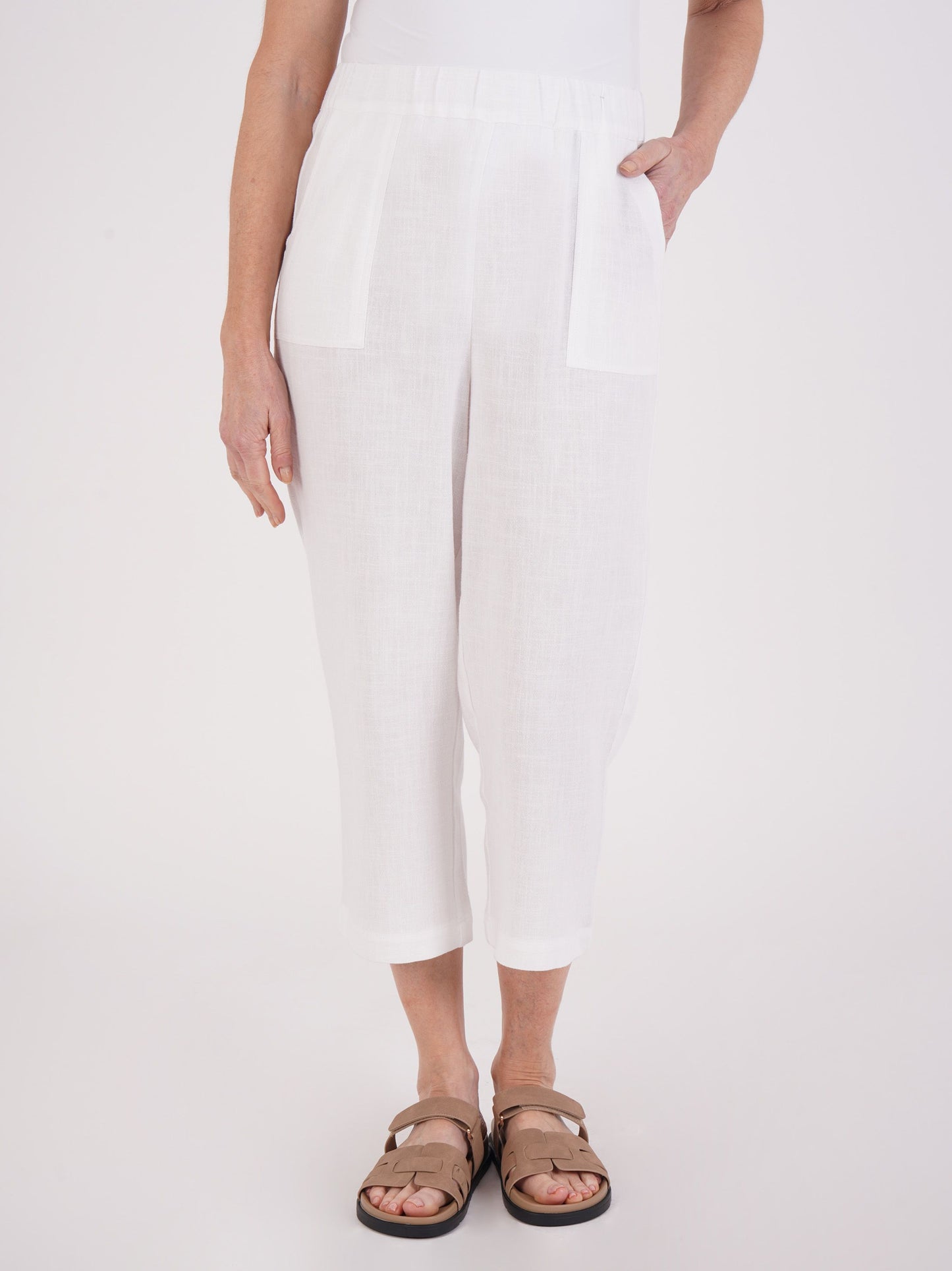 TIGI Relaxed Patch Pocket Wide Leg Trousers - White