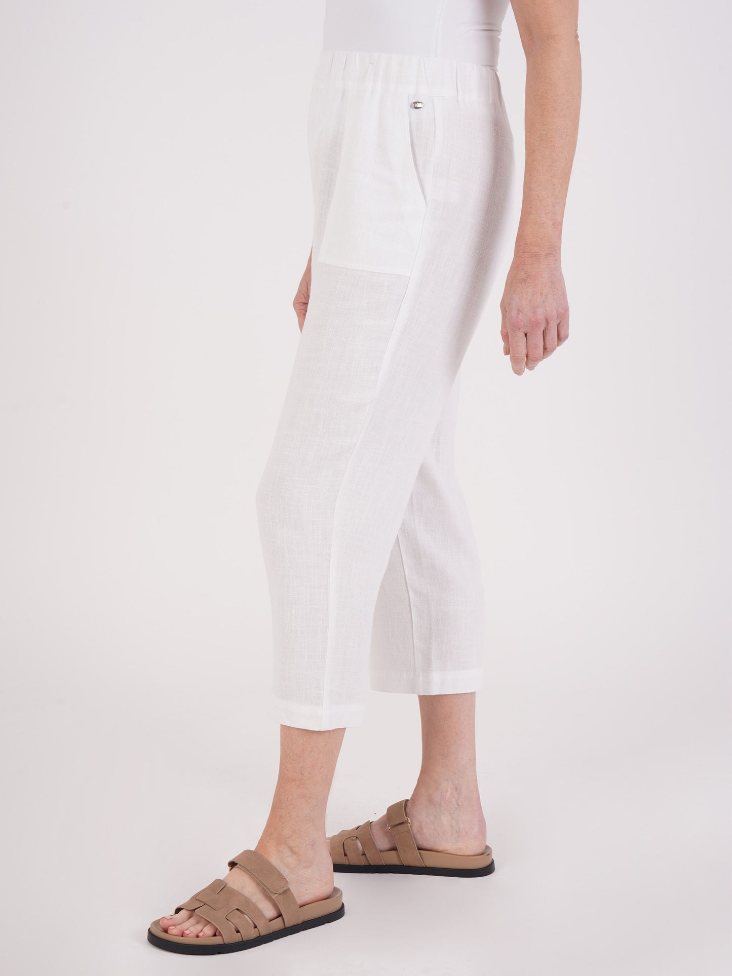 TIGI Relaxed Patch Pocket Wide Leg Trousers - White