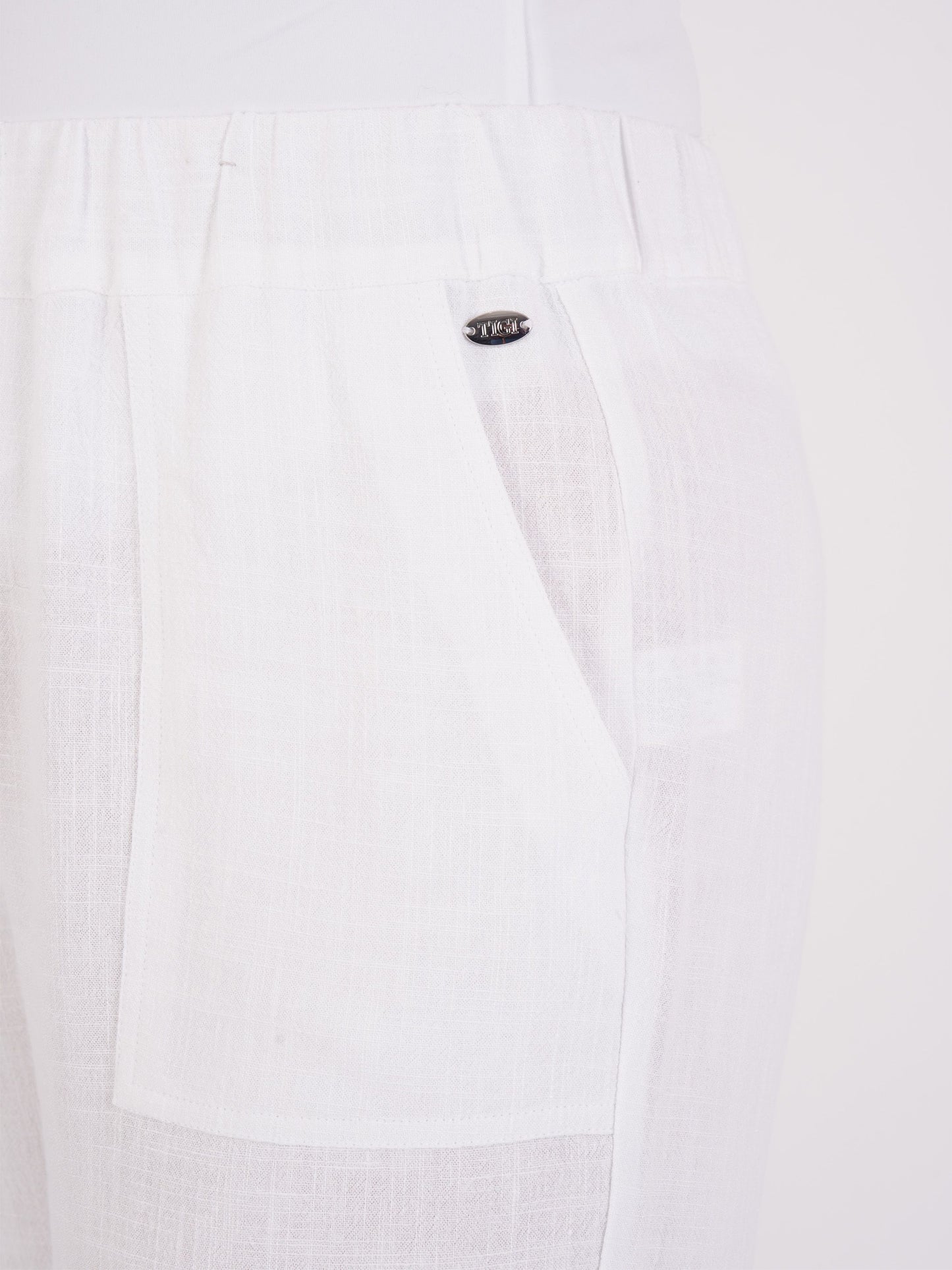 TIGI Relaxed Patch Pocket Wide Leg Trousers - White