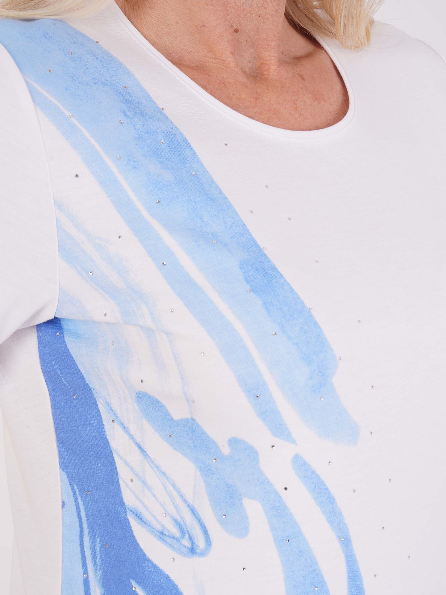 TIGI Blue Splash Wave Print Top - White