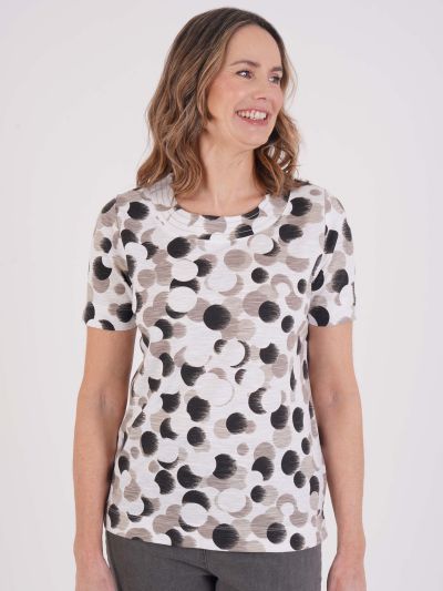 TIGI Tonal Polka Dot Top - White/ Beige